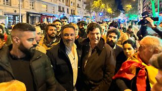 The journalist Tucker Carlson and Santiago Abascal, leader of Spain’s far-right Vox party