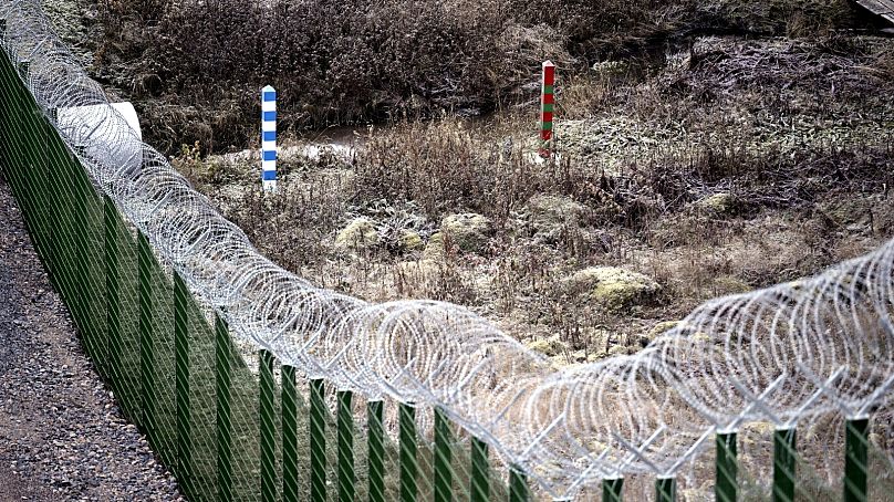 FILE: A section of the planned 200km long fence along Finland's eastern border with Russia. Near Imatra, October 2023