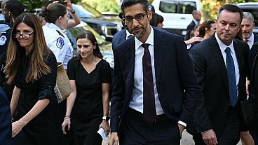 Google CEO Sundar Pichai, arrives for a US Senate bipartisan Artificial Intelligence (AI) Insight Forum at the US Capitol in Washington, DC, on September 13, 2023.