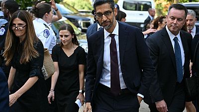 Google CEO Sundar Pichai, arrives for a US Senate bipartisan Artificial Intelligence (AI) Insight Forum at the US Capitol in Washington, DC, on September 13, 2023.