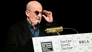 Author Salman Rushdie receives the Vaclav Havel Library Foundation's first ever lifetime achievement disturbing the peace award at the Vaclav Havel Center - 14 Nov 2023