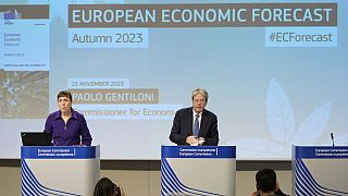 European Commissioner for Economy Paolo Gentiloni presents the Autumn 2024 Economic Forecast during a media conference at EU headquarters in Brussels, Wednesday, Nov 15, 2023.