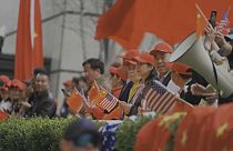 Manifestaciones en Estados Unidos antes de la llegada de Xi Jinping.