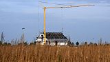 This photo taken on October 13, 2023 shows a construction site for a family house in Soest, western Germany