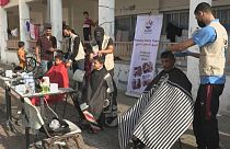 Barbers give free haircuts to displaced Gazans in Rafah