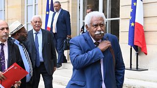 President of the Congress of New Caledonia Roch Wamytan in Paris after a meeting with the French Prime Minister to discuss the territory's future.