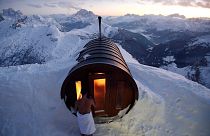 A sauna on the peak of Mount Lagazuoi in Cortina D'Ampezzo - one of Italy's biggest skiing destinations where a new night train will run to.