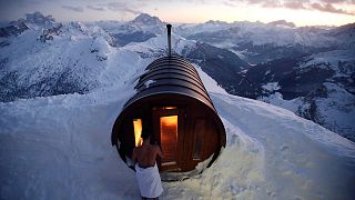 A sauna on the peak of Mount Lagazuoi in Cortina D'Ampezzo - one of Italy's biggest skiing destinations where a new night train will run to.
