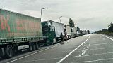 Kamionosok várakoznak a lengyel-ukrán határon