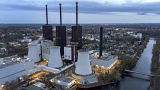 Steam leaves a cooling tower of the Lichterfelde gas-fired power plant in Berlin, Germany.
