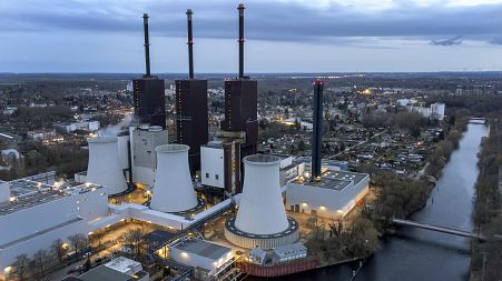 Steam leaves a cooling tower of the Lichterfelde gas-fired power plant in Berlin, Germany.
