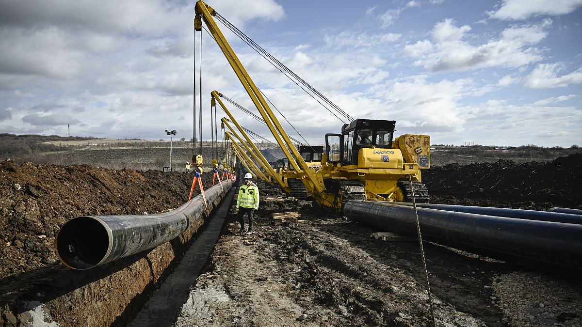 Kostinbrod yakınlarındaki Bulgaristan-Sırbistan doğalgaz boru hattı şantiyesi, 1 Şubat 2023 