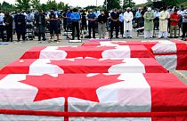 Kanada'da 6 Haziran 2021'de kamyonetle ezilerek öldürülen Müslüman ailenin cenaze töreni