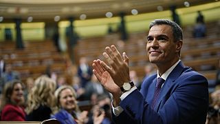 İspanya Başbakanı Pedro Sanchez, Temsilciler Meclisi'ndeki oylama sonucunu alkışlıyor