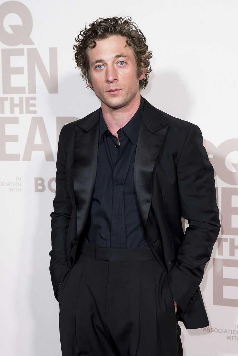 Jeremy Allen White poses for photographers upon arrival at the GQ Men of the Year Awards in London, Wednesday, Nov. 15, 2023.