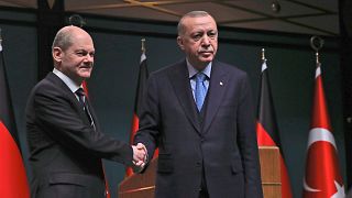 Cumhurbaşkanı Recep Tayyip Erdoğan, Almanya Başbakanı Olaf Scholz 