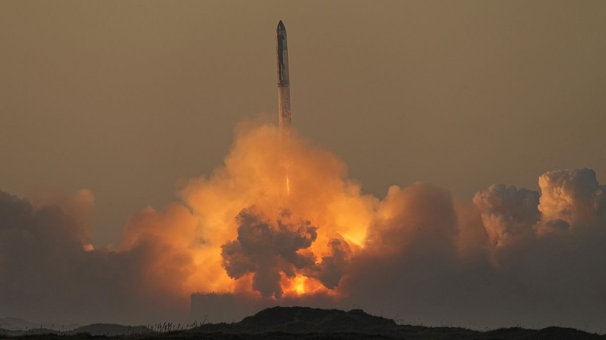 SpaceX's mega rocket Starship launches for a test flight from Starbase in Boca Chica, Texas on Saturday