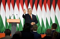 Премьер-министр Венгрии выступает на съезде своей партии в Будапеште, 18 ноября 2023 года.