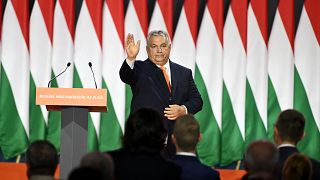 Премьер-министр Венгрии выступает на съезде своей партии в Будапеште, 18 ноября 2023 года.