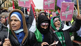 Miles de personas marcharon el domingo 19 de noviembre por las calles de París por la paz en Oriente Medio.