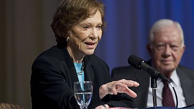 ARQUIVO (2010) Rosalynn Carter, à esquerda, e o marido, o antigo presidente dos EUA Jimmy Carter