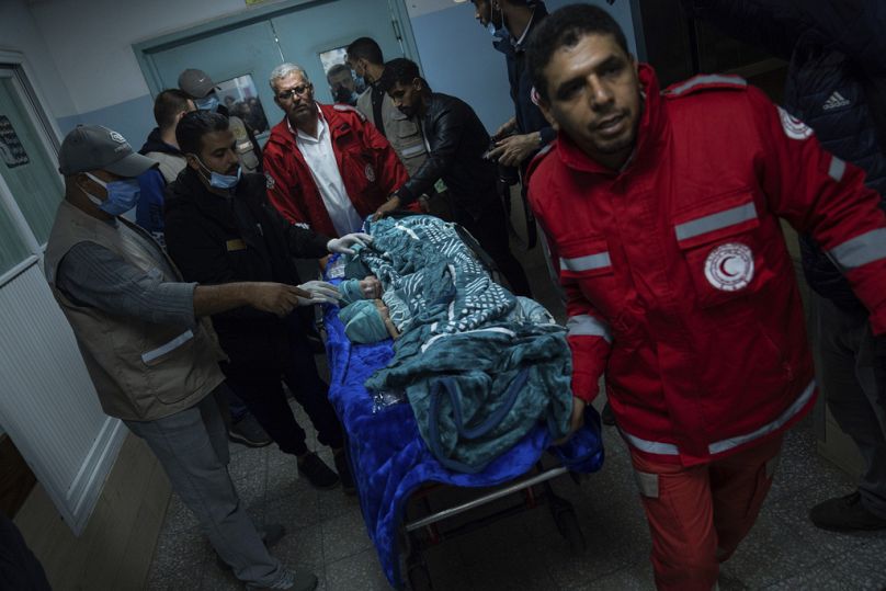 Medics prepare premature babies for transport to Egypt after they were evacuated from Shifa Hospital in Gaza City to a hospital in Rafah, Gaza Strip, Monday, Nov. 20, 2023.