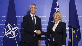 Jens Stoltenberg NATO-főtitkár és Borjana Kristo, Bosznia-Hercegovina minisztertanácsának elnöke 