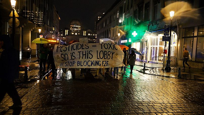 Manifestation dans les rues de Bruxelles pour réclamer l'interdiction des pesticides comme le glyphosate