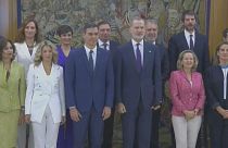 الملك الإسباني فيليبي السادس رفقة أعضاء الحكومة الإسبانية بعد آدائهم القسم، مدريد إسبانيا 21 نونبر 2023