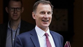 Britain's Chancellor Jeremy Hunt leaves 11 Downing Street in London. Sept. 5, 2023. 