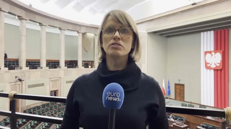 Magdalena Chodownik all'interno del Parlamento polacco.