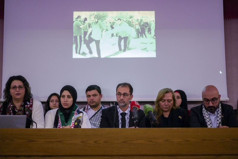 Familiari di detenuti palestinesi in conferenza stampa dopo l'incontro con Papa Francesco a Roma il 22 novembre