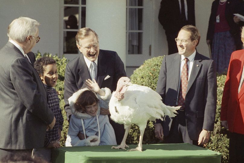 Just a normal day in America. President George Bush and Shannon Duffy, 8, of Fairfax, Va in 1989