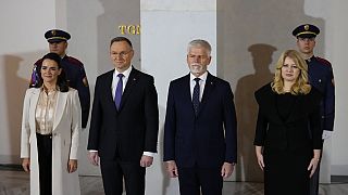Líderes do grupo Visegrado no Castelo de Praga