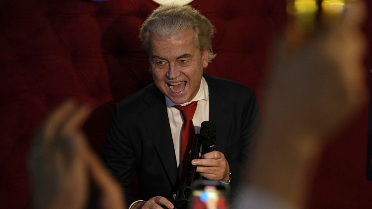 Geert Wilders november 22-én, a holland parlamenti választások napján
