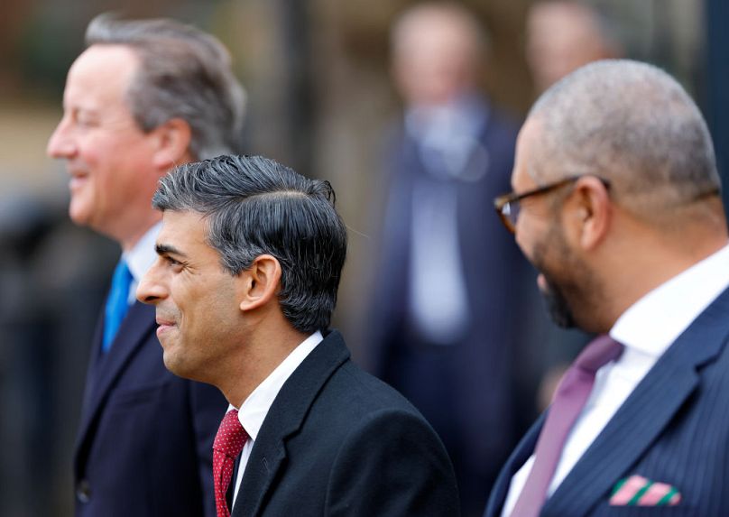 David Cameron, Prime Minister Rishi Sunak and Secretary of State for the Home Department James Cleverly - pictured earlier this week - have vowed to reduce net migration