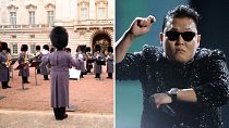 Changing of the guard play PSY's 'Gangnam Style' and Blackpink's hits