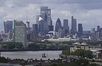 A general view of the skyline of commercial buildings, is seen, In London, Britain, Wednesday, July 12, 2023.