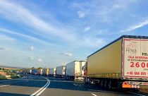 Drivers face hours-long queues at Bulgaria and Romania's borders.