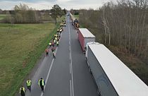 Пробка на границе из-за протестов польских перевозчиков