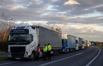 Φορτηγά στα σύνορα Πολωνίας - Ουκρανίας