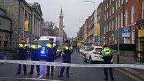 five people were injured, following a serious public order incident which occurred on Parnell Square East shortly after 1.30pm, Thursday Nov. 23, 2023.