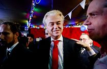 PVV leader Geert Wilders reacts to the results of the Dutch election on Wednesday night.