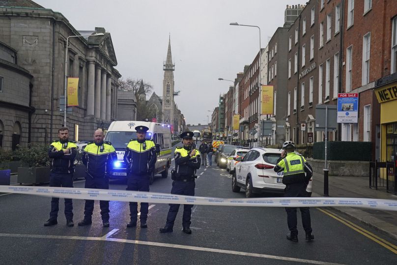 The scene in Dublin city centre after five people were injured, following a serious public order incident which occurred on Parnell Square East, 23 November 2023