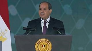 الرئيس المصري عبد الفتاح السيسي خلال مؤتمر في القاهرة.
