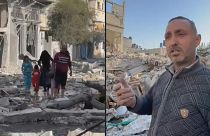 مواطن فلسطيني يتفقد منزله المهدم
