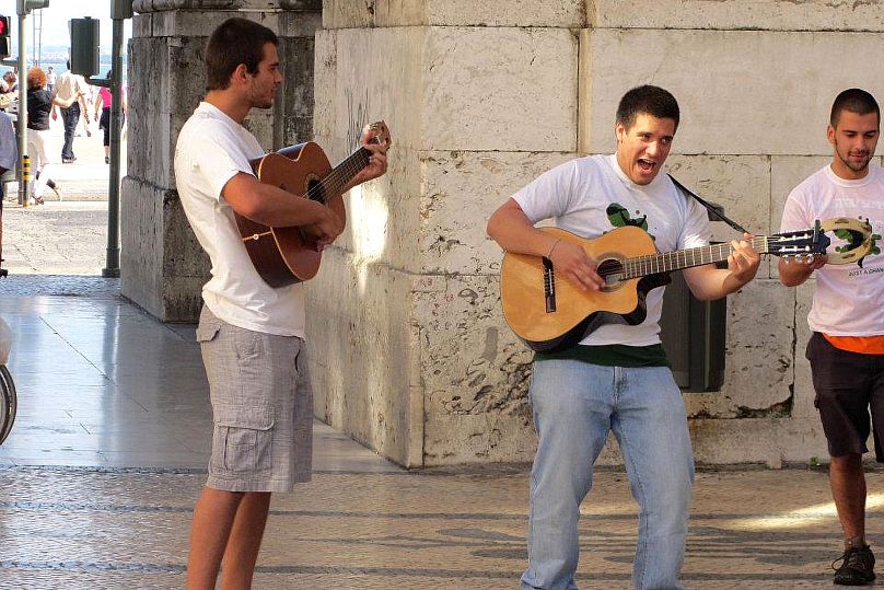 College friends António Bello and Lourenço Almeida e Brito busked in downtown Lisbon before starting 'Just a Change' in 2015 to help others