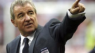 Terry Venables points before England's international friendly football match against Brazil at Wembley Stadium in 2007