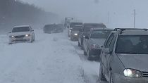 La fuerte nevada afectó a varias partes de Ucrania y Rusia.