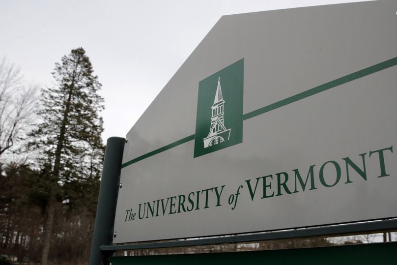 A sign on the University of Vermont campus in Burlington.